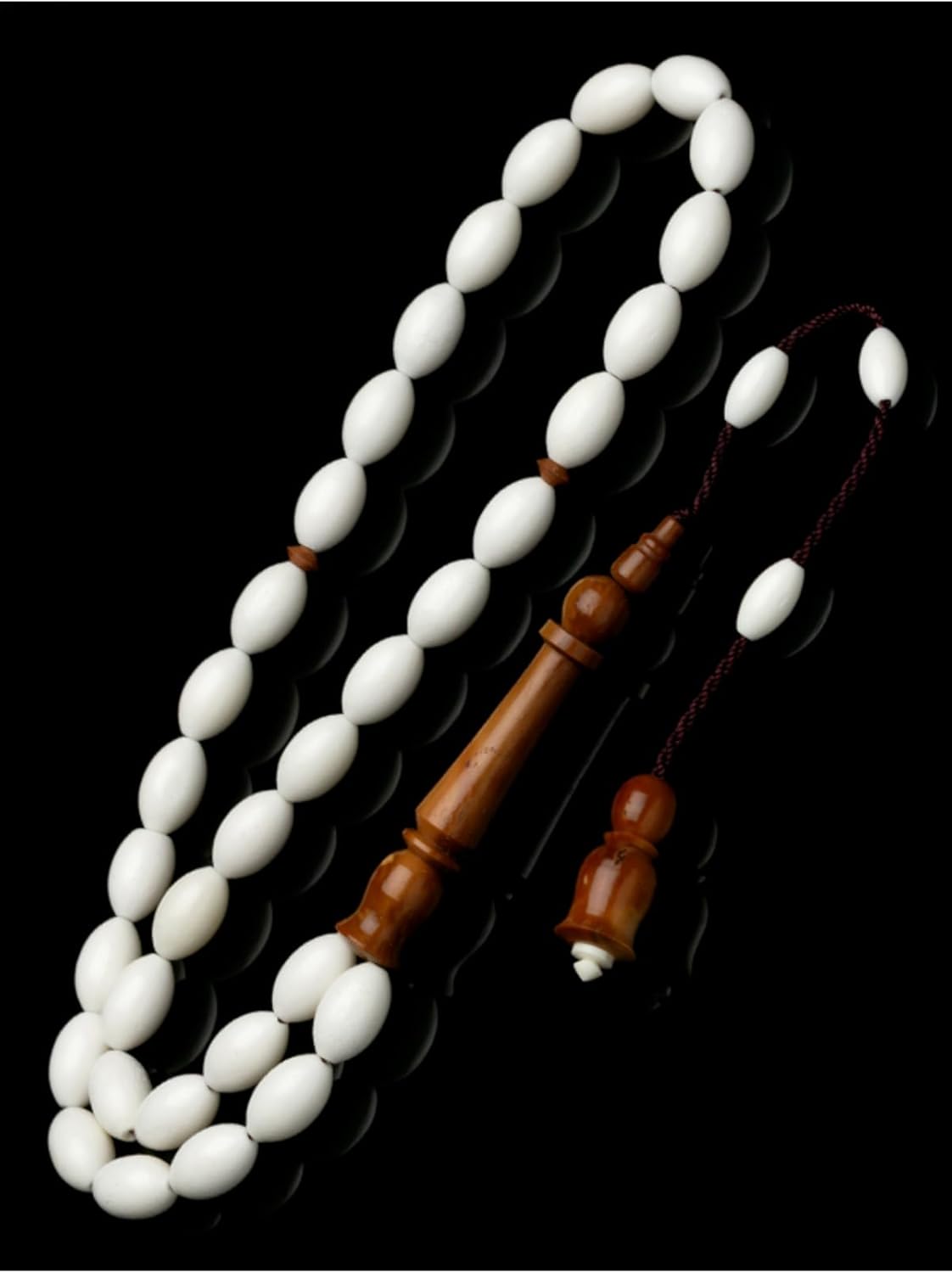 Prayer Beads Men's System Tassel Kuka Imameli Camel Bone Tasbih Islamic Muslim Gift - Beyaz Kahverengi, One Size