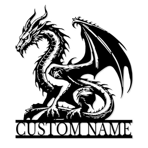 Custom Dragon Metal Wall Art, Flying Name Sign, Lover Gifts, Boy Room Decor, Birthday Gift, Mythology Art, Game Room Decor (Style-4)