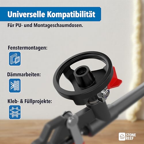 PU Schaumpistole - Teflonbeschichtete Dosierpistole aus Metall | Ergonomischer Griff für Präzises Auftragen von Bauschaum und Montageschaum | Profi-Werkzeug für Abdichten, Füllen und Dämmen