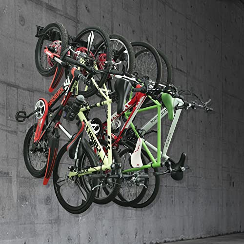 Wallmaster Bike Rack Garage Stand, Wall Mount 5 Bike Hanger Storage Organization, Vertical Bicycle Hooks For Indoor Space Saving (8 Hooks And 3 Rails) #TOP4