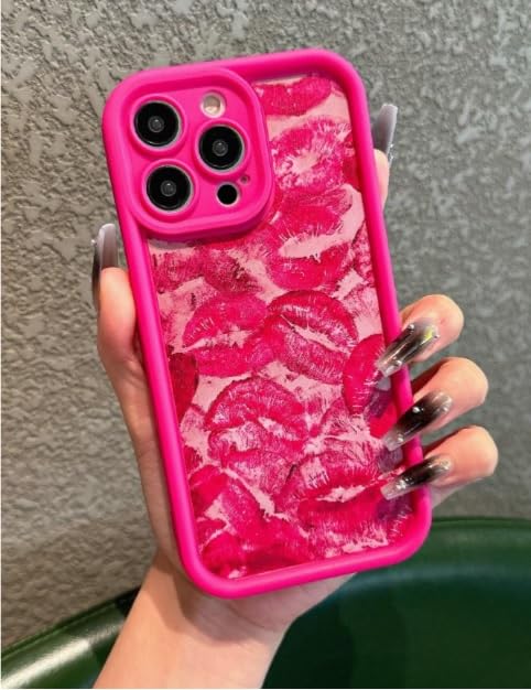 Image of COVERLY Pink Lips Back Case Cover for iPhone 12 Pro | Hot Sexy Lips Retro Kiss Cute Design | Camera Protection | Soft TPU Silicone Fashion Aesthetic Pattern Cover for Girls & Women (Pink, Shockproof)