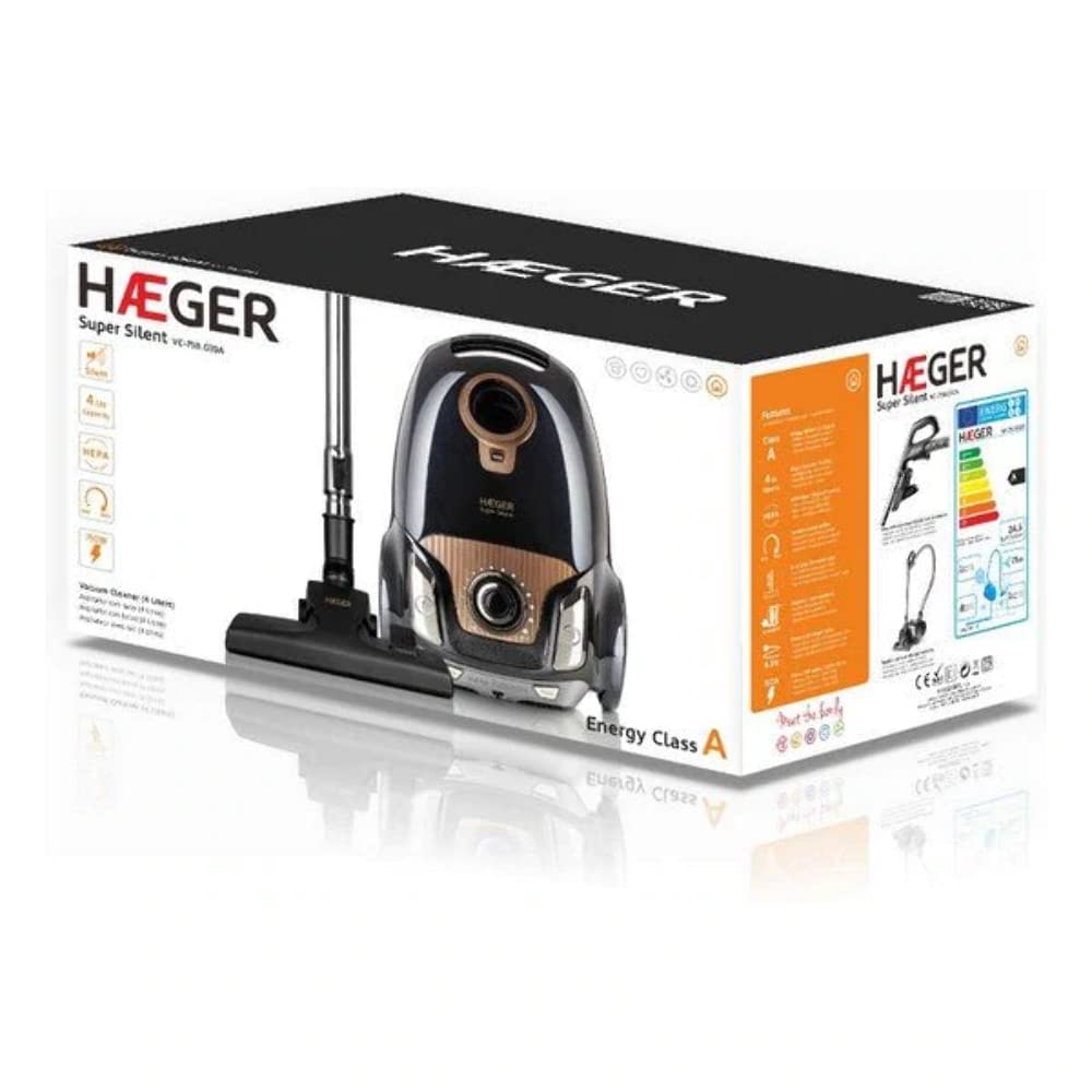 HAEGER Aspirador DE Trineo SÚPER Silent - 750W - Filtro HEPA - Bolsa Polvo Lavable 4L - 5 Niveles FILTRADO - Cepillo Y Boquilla