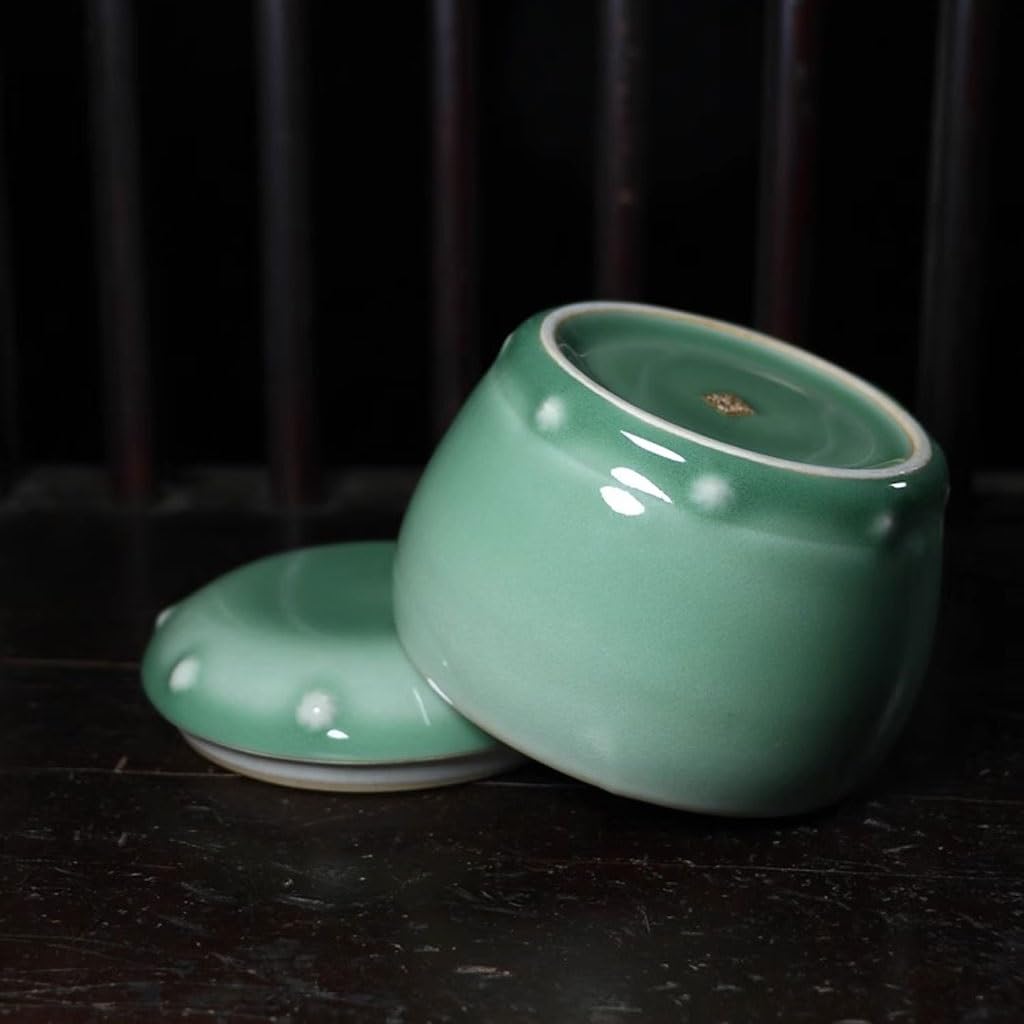 Tarro de Almacenamiento, Tarro de té de celadón, Juego de té Puer Sellado de cerámica, Almacenamiento de té portátil para el hogar, para té, café, azúcar, nueces, Botes de COC