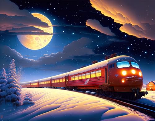 Toile train de nuit sous la neige SERENDIPITP impression haute définition