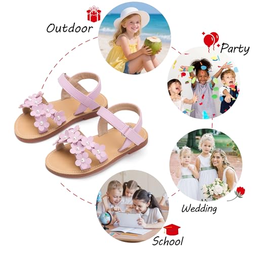 Image of PHIRAMIN Toddler Girl Sandals - Flower Girl Dress Shoes Open Toe Little Kid Wedding Party
