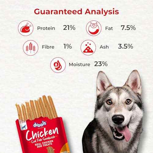 Image of Drools Cod Fish Sandwich Dog Treat, 70 g | Made with Real Chicken & Cod Fish | High Protein Training Treat | for Puppy & Adult Dogs