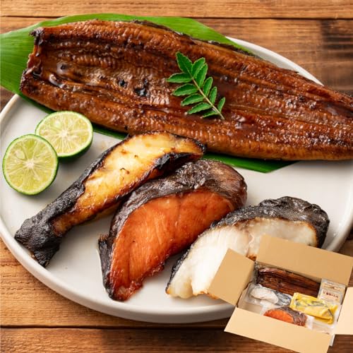港ダイニングしおそう うなぎ&銀だら漬け魚3種セット 鰻蒲焼き 中サイズ約142g×1尾 西京漬け 粕漬け みりん漬け 鰻 無頭 鹿児島・宮崎県産 国産 ウナギ 銀鱈 冷凍 御祝い ギフト