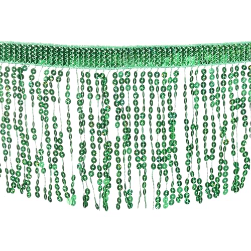 Galon à franges à paillettes vert foncé uxcell en polyester de qualité