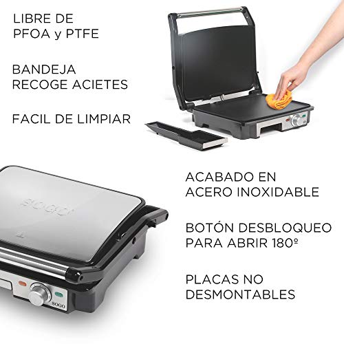 SOGO Plancha Grill - Placas Lisas Antiadherentes 28x22 cm
