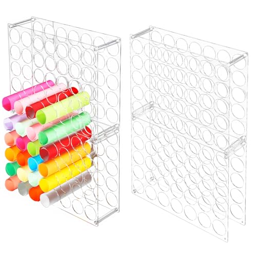 Wenqik 2 Pack Vinyl Storage Organizer 70 Holes Vinyl Roll Storage Acrylic Vinyl Roll Holder Easy to Assemble Vinyl Organizer Storage Craft for Room Art Organization Decor