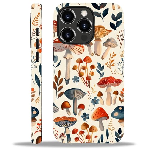 yicomon Compatible with iPhone 13 Pro Max Case, Mushrooms Foliage Vibrant Pattern Print Matte Phone Case Durable Fashion Funny Liquid Silicone Case Soft Anti-Scratch Shockproof Protective Cover