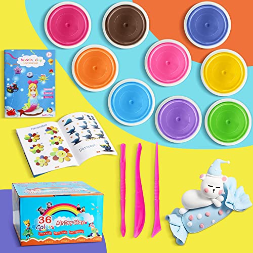 iFergoo ESAND Air Dry Clay - 36 Colors Modeling Clay Best Gift for Kids, Ultra Light Magic Modeling Clay with Modeling Tools and Project, No-Sticky and Non-Toxic