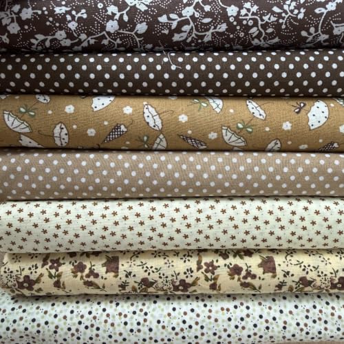 Image of Cotton Fabric DIY Making Supplies Quilting Patchwork Fabric Fat Quarter Bundles DIY for Quilting Cotton Patchwork Cushions (Brown, 20 inch x 40 inch)