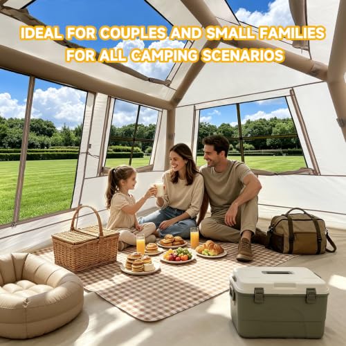 carpa inflable para 2-3 personas camping, tienda de aire impermeable con montaje rápido en 2 minutos miniatura 5