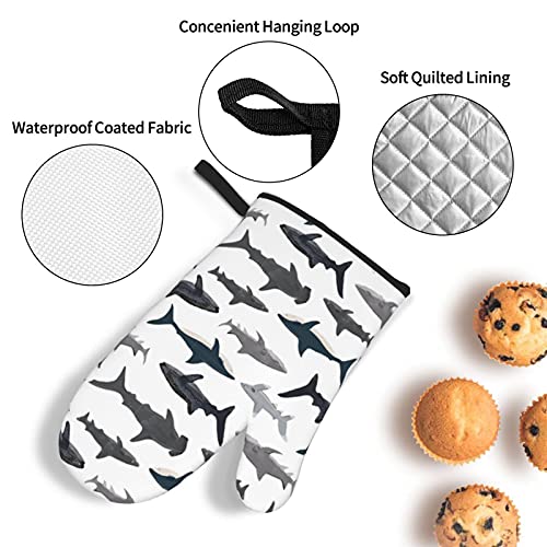 Child Ocean Whale Shark 4Pcs Oven Mitts And Pot Holders Sets,Heat Resistant Non Slip Kitchen Gloves Hot Pads With Inner Cotton Layer For Cooking Bbq Baking Grilling #TOP3