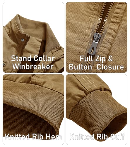 Eklentson CAFBAEK-122-KHAKI-3XL Mens Cargo Jackets Men Military Windbreaker Cotton Jacket Mens Winter Bomber Jacket Khaki 2Xl thumb #3