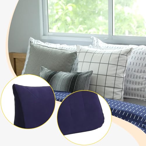 Image of Blow up Cushion Wedge Pillow Compact Lightweight Multipurpose Triangle Shape Dark Blue