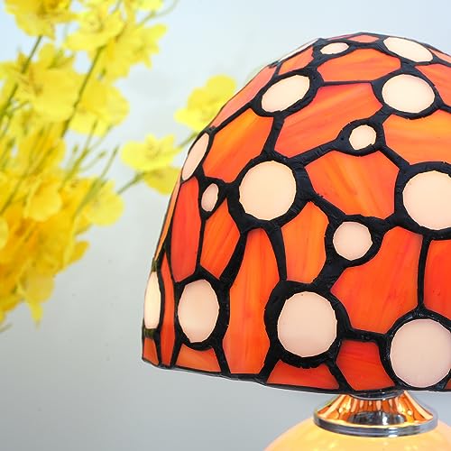 Blivuself Stained Glass Tiffany Mushroom Table Lamp (11in, Warm White) — view 8
