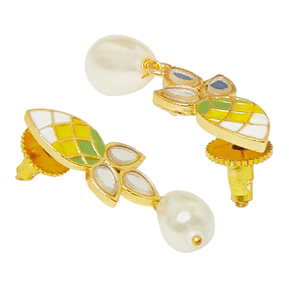 Faux Pearls Brass Necklace Set