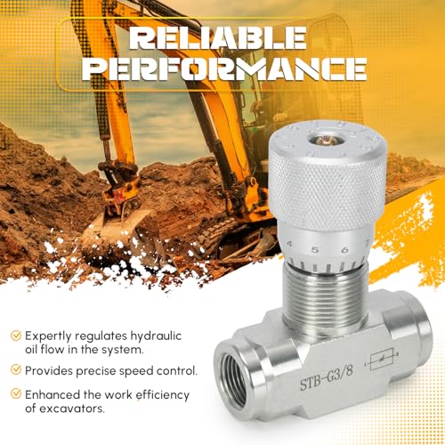 Image of STB-G3 /8 3 /8 inch L08 Hydraulic Flow Control Valve Compatible with 1-2 Ton Mini Excavator, Bidirectional Restrictor Valve with Two-Sided Connectors