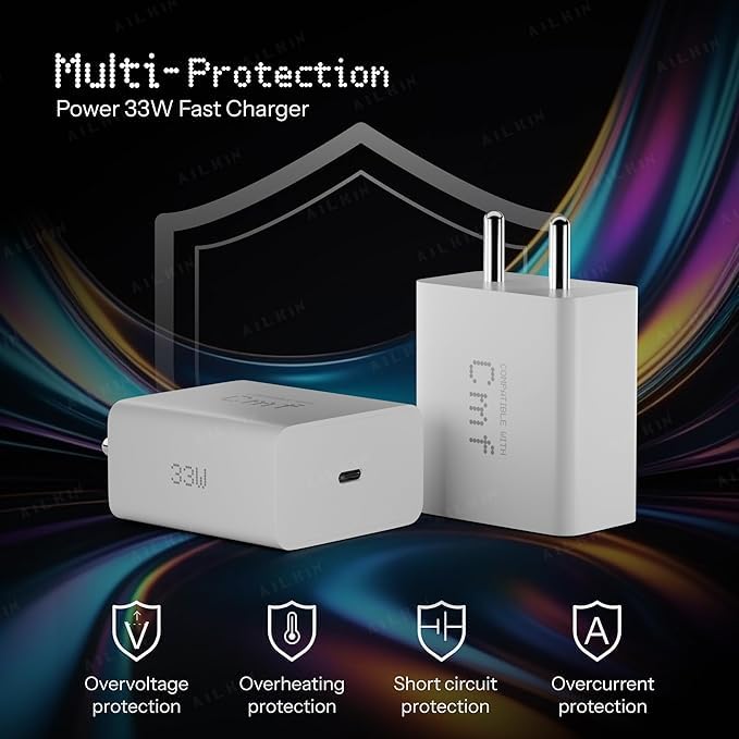 Image of Original 33w Type-C CMF Adapter Charger Compatible with CMF Phone 1, Nothing 1 /2, Phone 2a /2a Plus. Adapter 33 watt Rapid Fast Charger (Nothing 33W)