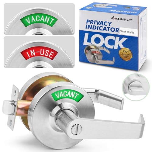 ANNFUZ Vacant Occupied Bathroom Door Handle Lock,Privacy Lever with Large Indicator,in-Use or...