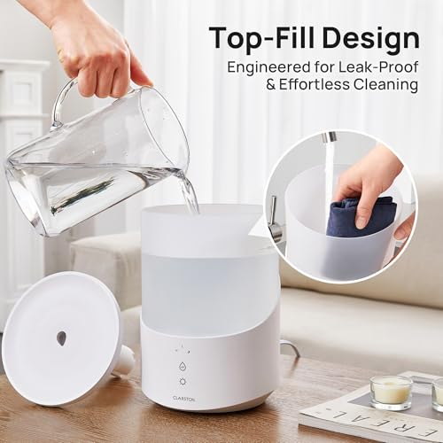 Clarston Humidifiers for Bedroom, 2.5L Cool Mist Humidifier with Essential Oils Diffuser and Nightlight, Top Fill Humidifiers for Home Large Room, Timer, Auto Shut-off, 25H Runtime by CLARSTON - Image 2