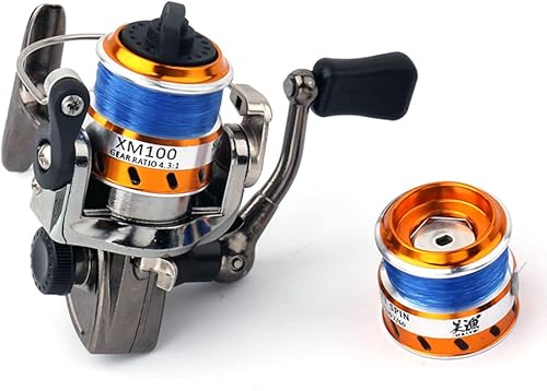 Miniatura 3 de Mini 100 ruedas pequeñas 4.31 Carrete de metal de aluminio carrete de pesca para cañas grandes y pequeñas y barras de pluma de agua dulce y pesca