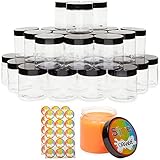 Empty Slime Storage Containers with Lids, Clear Plastic Jars with Labels (6 oz, 30 Pack)