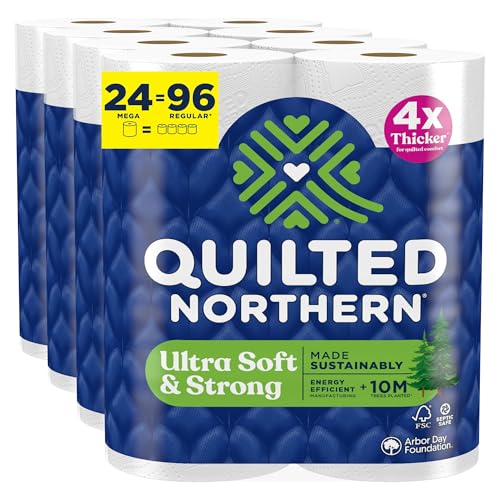 Quilted Northern Ultra Soft & Strong Toilet Paper 24 Mega Rolls = 96 Regular Rolls 4X Stronger* Premium Soft Toilet Tissue