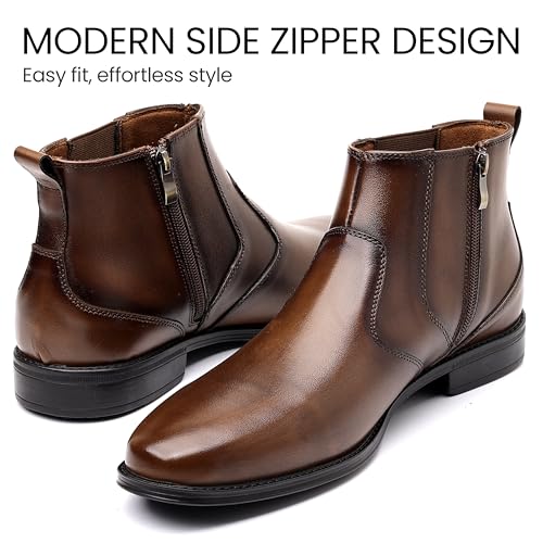 Image of Holy dove Chelsea Boots Men - Genuine Leather,Chelsea Boots for Men with Side Zipper, Casual Slip-On Ankle Boots, Chukka & Oxford Style Dress Boots