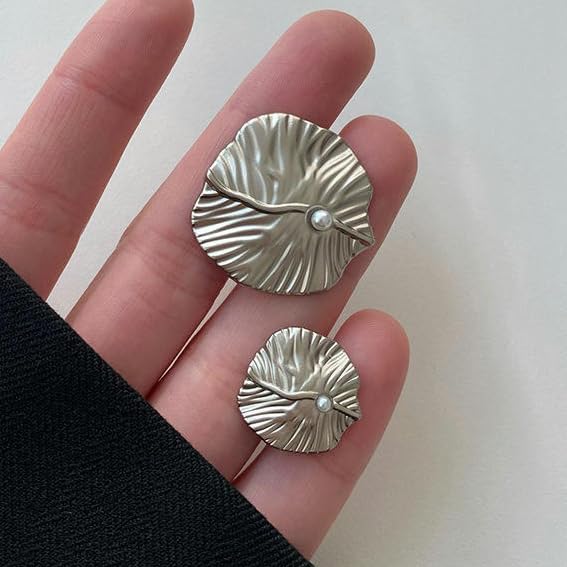 Luxury Metal Button,Sewing Button, 10PCS l28/44L Lotus Leaf Shape Pearl Buttons for Cardigans Pearl Buttons for Sewing Rhinestone Shank Button Sewing Accessory (Color : Mist Gold, Size : 44L (Color :