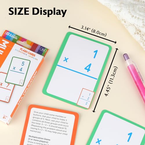 Image of BAZIC Products Multiplication Flash Cards, 36 Cards, Self-Checking, 72-Case | Answer printed on each card for self-checking math practice, Flashcard, Bulk pack, For studying and classroom practice