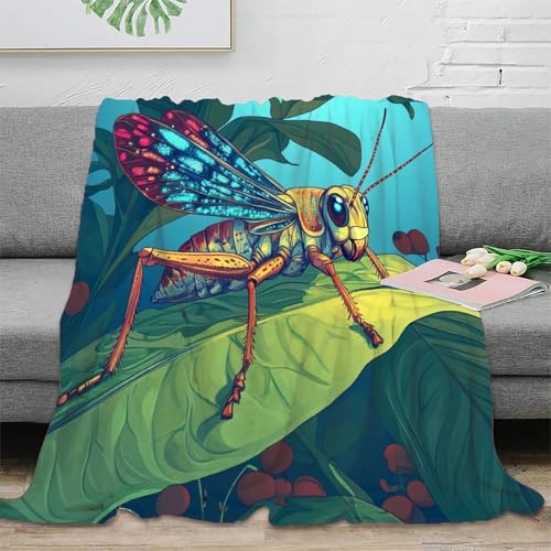 kaiyun Grasshopper Super Soft Blanket | Flower Bush Big Green Leaves Throws | Fluffy And Warmth Comfortable Travel Cover,50x60inch(127x152cm)