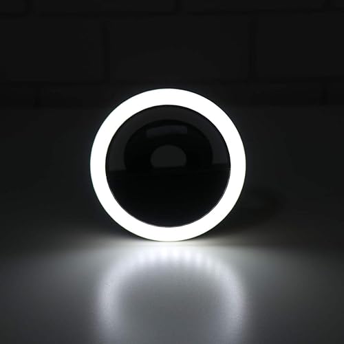 Hemobllo Iluminación de cámara de video con clip para computadora portátil, anillo de disparo de luz de círculo para selfie, luz de anillo para