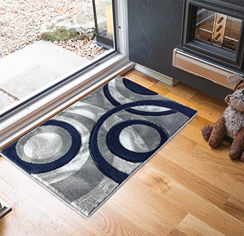 GLORY RUGS Area Rug Modern 2x3 Navy Circles Geometry Soft