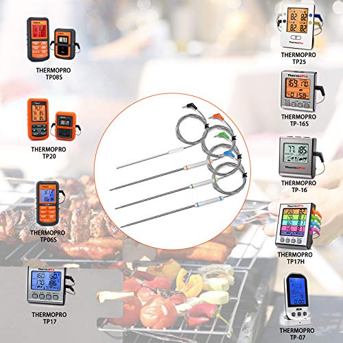 4-Pack Upgraded Replacement Probe Kit For Thermopro Tp20 Tp930 Tp829 Tp25 Tp27 Tp28,Ultra Accurate Fast Meat Temperature Ambient Probe For Tp20 Tp17 Tp-27 Tp17H Tp930 Tp829 Tp826 Tp28 With Probe Clip #TOP4