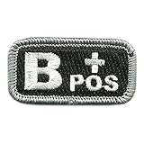 Tactical Blood Type Patches -'Type B Positive' - 2'x1' (Black & White)