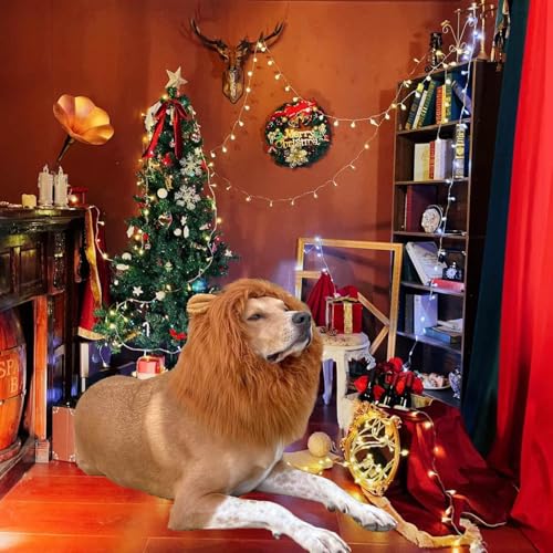 Juba de leão realista e divertida para cães, fantasia complementar de juba de leão para cães, fantas
