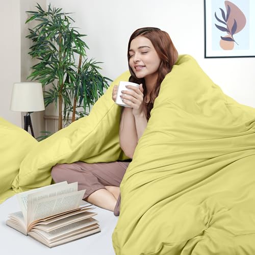 Utopia Bedding Duvet Cover King Size - 3 Piece with Zipper Closure - 1 Comforter Cover 104X90 Inches & 2 Pillow Shams 20X36 Inches (Yellow) Comforter Not Included