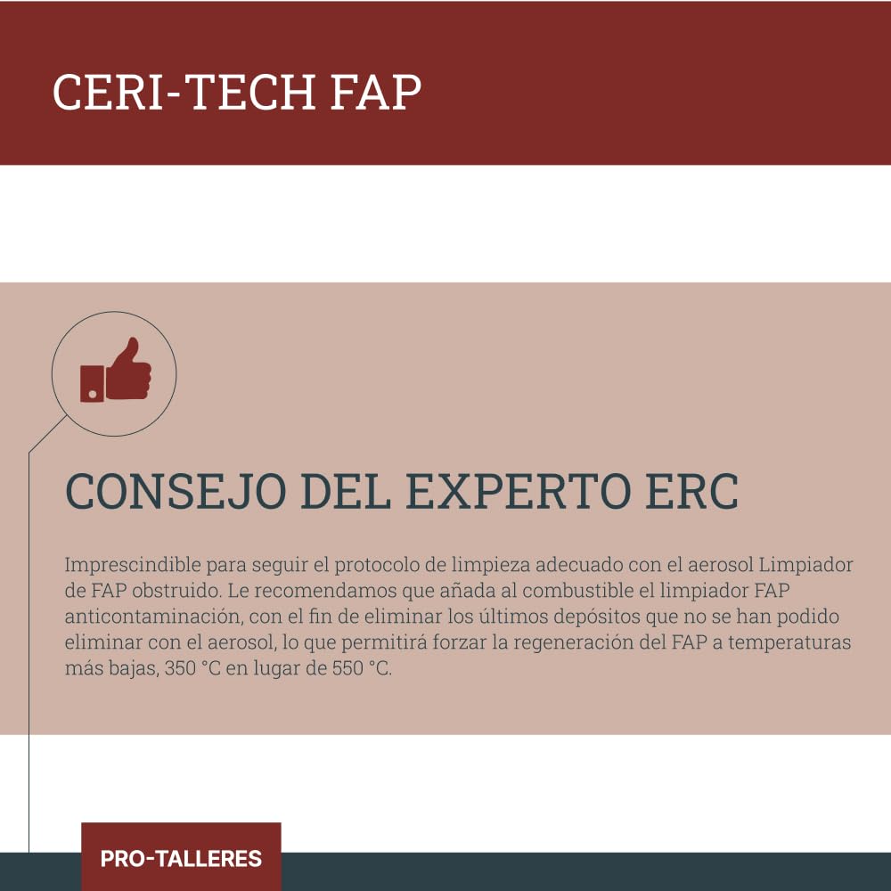 ERC - [Ceri-Tech FAP universal | Aditivo catalizador para motor Diesel | Reduce la temperatura de combustión | Preventivo y Curativo | Prolonga la vida útil del turbo | 3L