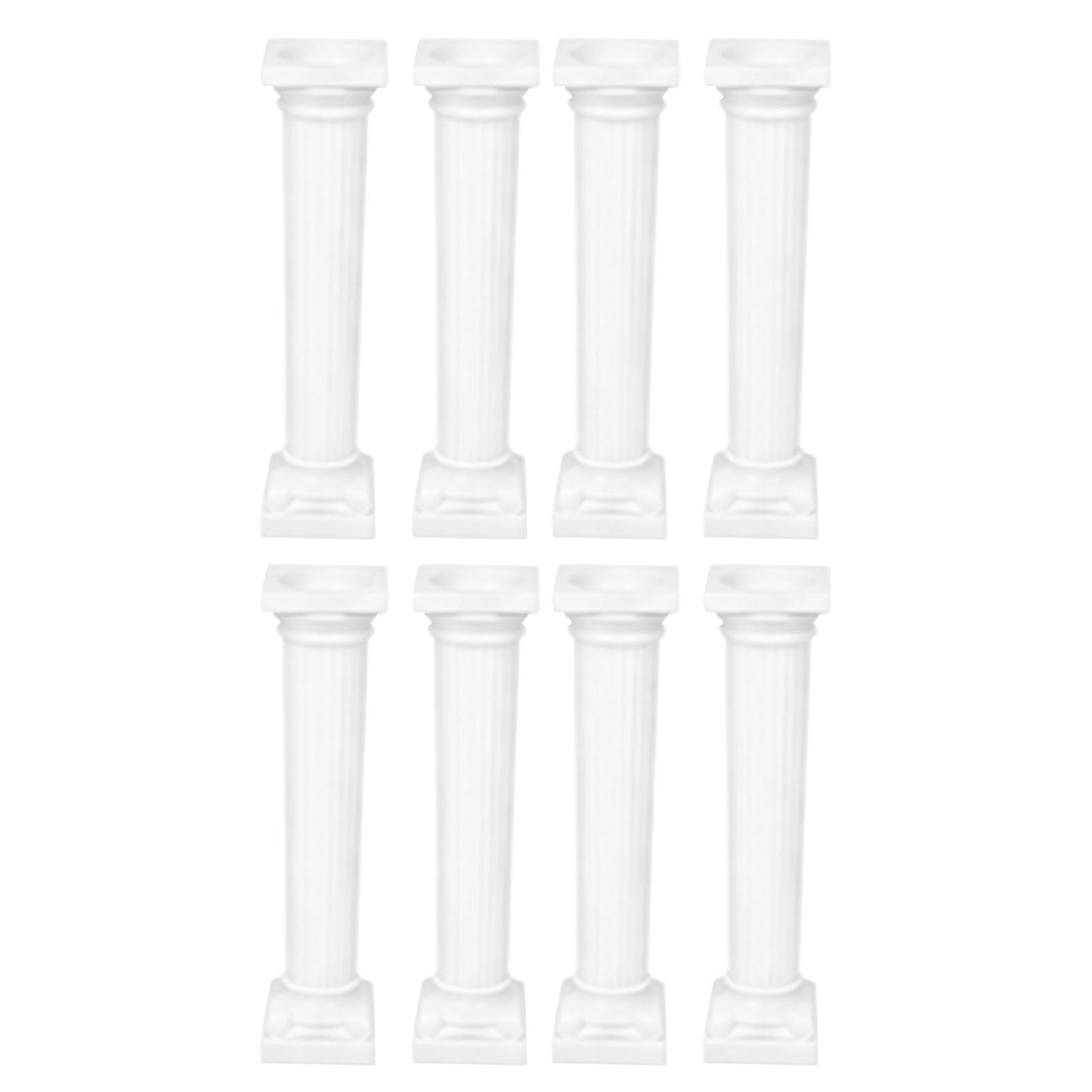 HEEPDD 8PCS Roman Pillars Plastic Columns, Vintage White Cake Support for Multi Layer Tiered Desserts Miniature Landscape Dollhouse Decor (Large Size 17cm/6.7in 110g/3.9oz)