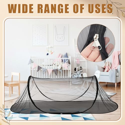 Image of Large Pop up Mosquito Net for Camping Portable Foldable Mosquito Tent Bug Net Bed Travel Patio Outdoor 78 x 31 x 22 Inch Bug Netting Mesh Tent Canopy for Adults Baby Bedroom, Black