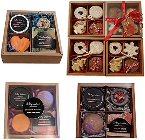 CHILLY Treats Gift Boxes, Cookies Cupcake Baking Baked Pastries Cake Biscuits Boxes Containers Carriers with Stickers and Window, Pack of 10 (4 Lattices)