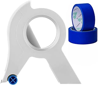 SKEIDO Painter Masking Tape Applicator Dispenser Machine Adhesive Tape w/Tape Cutting Tool for Repair and Beautify Crack in Tile with 2 blue Roll Stickers