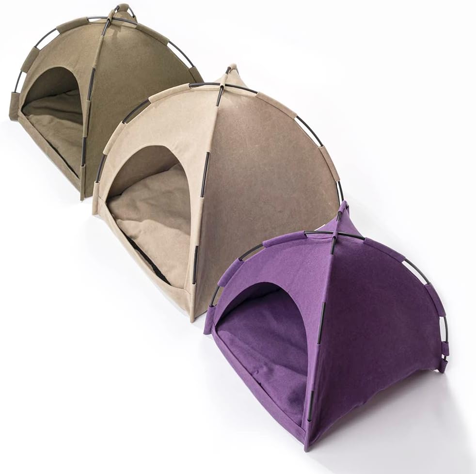 FURRYTAIL Cat Bed for Indoor Cats, Cat Houses, pet beds for cat and Small Dogs,Cat Tent, Kitten Bed, Cat Hut, Cat Cave with Removable Washable (Green)