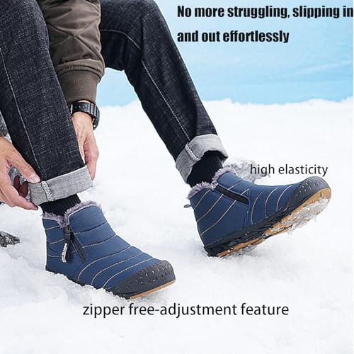 Snow Boots Mens Waterproof Winter Boots, Winter Boots Men Zipper, Slip On Outdoor Boot, Fuzz Lined Warm High Top Boots for Men2