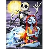 Maripabon 5D Diamond Painting Kit Adult Halloween Jack Sally Skull Full Diamond Round Diamond DIY Em
