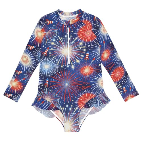Maillot de bain manches longues fille pour protéger la peau sensible lors du 4 juillet