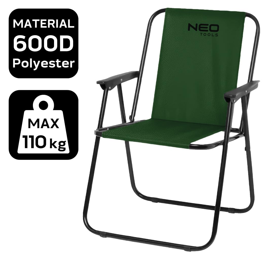 NEO TOOLS Campingstuhl Klappbar 110kg Belastbar Leicht 1,8kg Strandstuhl | Federkomfort 600D Polyester Faltstuhl, Für Garten Balkon Angeln, Camping Blau-Schwarz